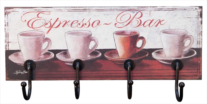 "Espresso bar" 4 Hooks Wall Hanger